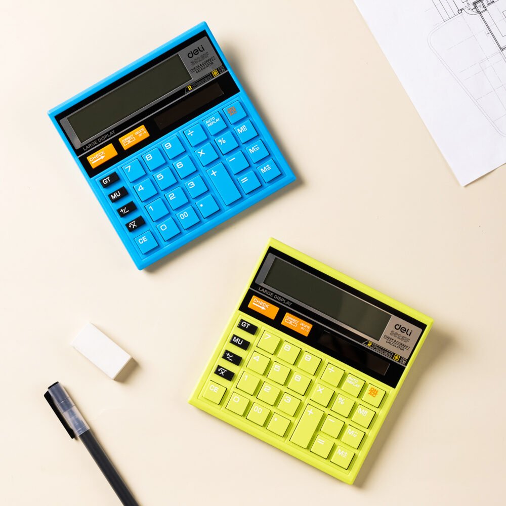 5-E39231f ديلي ألة حاسبة مكتبية - مصدرين طاقة - بدن بلاستيك - 12 خانة - كيوي E39231F